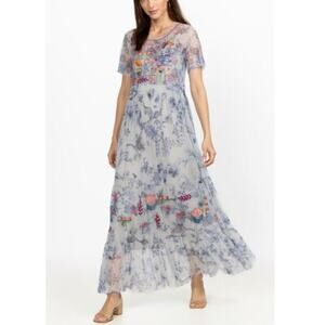 Johnny Was Women's Multicolor Logan Tierred Mesh Slip Dress Size M